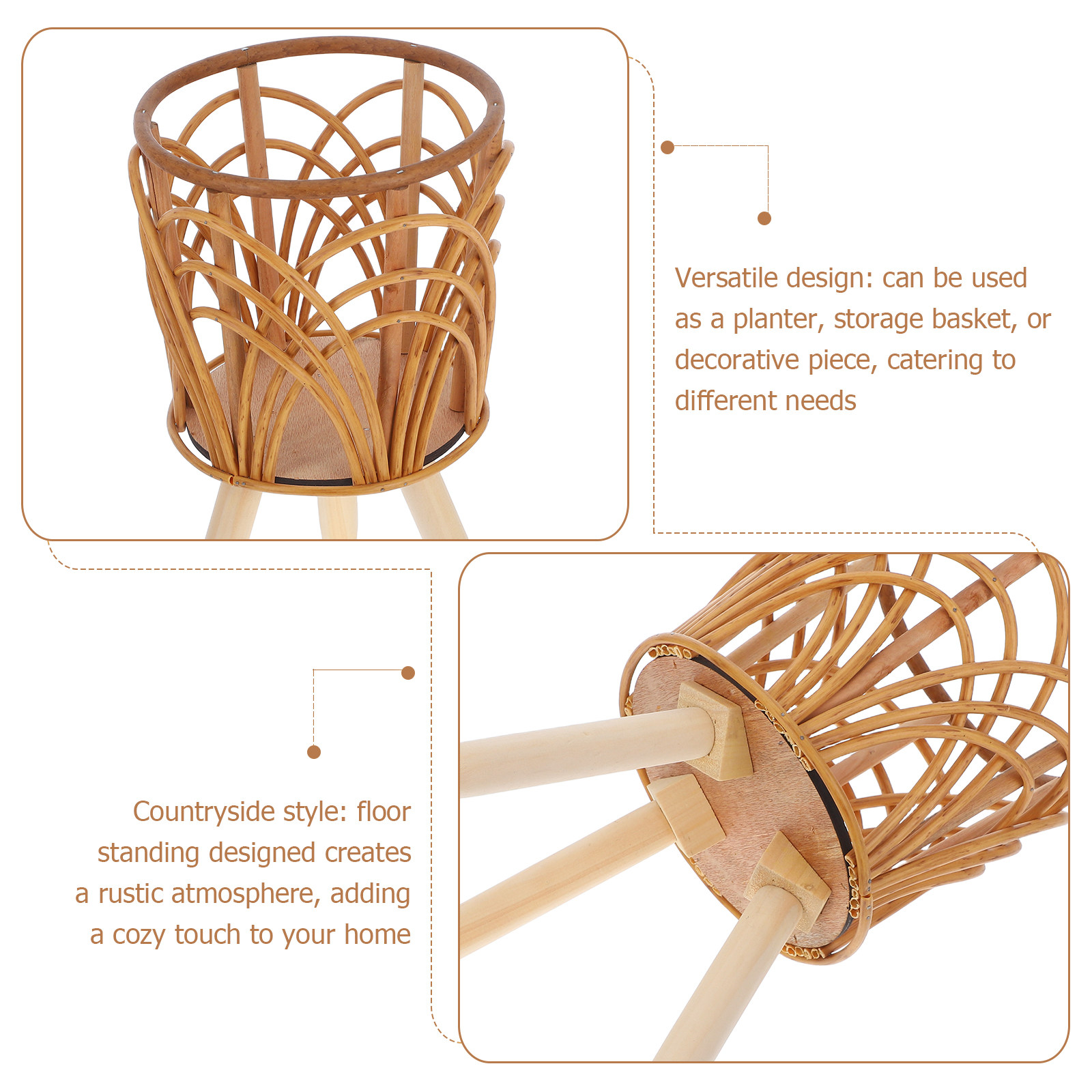 Wood Rattan Planter Basket Sta - đánh giá và giá Rattan Plant Basket